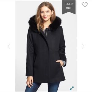 Sachi genuine fox fur trim coat